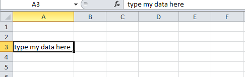 Entering data into Excel cells